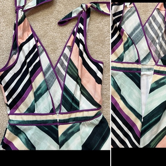 Red Carter A-Line Side Slit Maxi Dress Multicolor Tie Straps Women's Size S - Picture 10 of 16